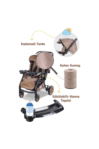 Baby Care Bebek Arabası - Bc-500 Combo Maxi Pro - Çift Yönlü Katlanır Bebek Arabası Kahve