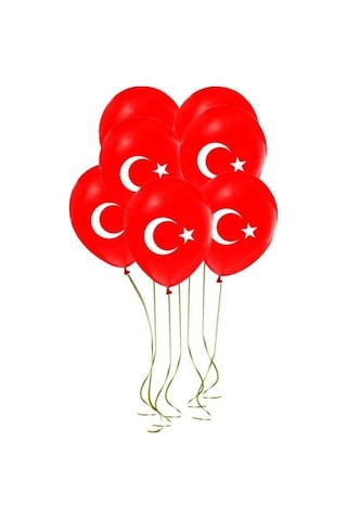 23 Nisan 29 Ekim Süsleme 15 Adet Ay Yıldızlı Balon Kırmızı