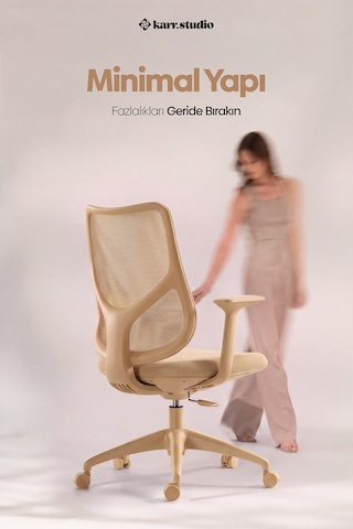 Seul Ergonomik Çalışma Sandalyesi - Krem