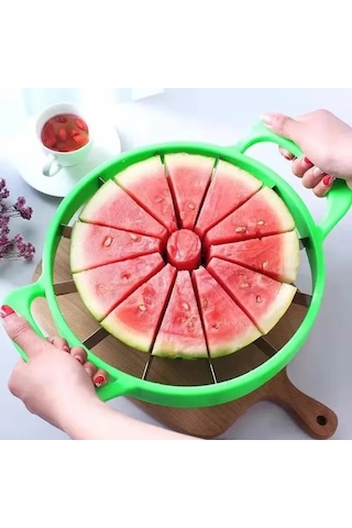 Suofeng Stainless Steel Karpuz Dilimleyici - Keskin Bıçaklı, Ergonomik Kollü, Temiz Ve Eşit Dilimler İçin Mutfak Aracı Yeşil