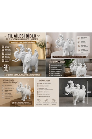 Fil Ailesi Dekoratif Biblo 25 Cm 3d Baskı Sağlıklı Pla Aile Temalı Şık Ev Dekoru & Anlamlı Hediye Fil Ailesi Dekoratif Biblo 25 Cm 3d Baskı Sağlıklı Pla Aile Temalı Şık Ev Dekoru & Anlamlı Hediye