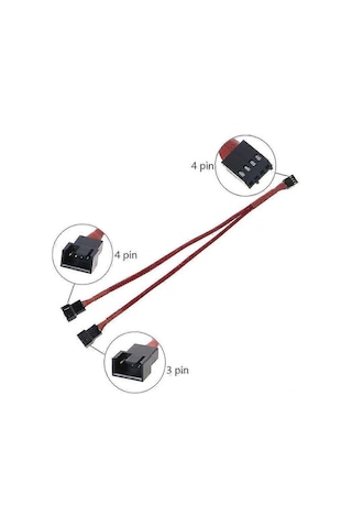 Wezone Siyah 4pın Pwm Bilgisayar Fan Çevirici Kablosu - 1' Den 2'ye Paketli Soğutma Fanı Bağlantı Kablosu