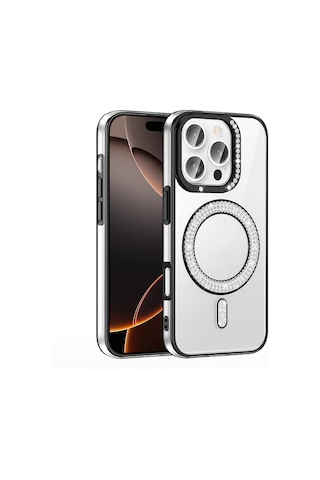 Teleplus Apple Uyumlu iPhone 16 Pro Max Kılıf Karetta Diamod Taş Desenli Magsafeli Kapak
