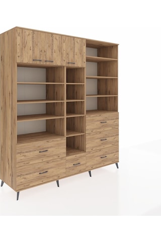 Kronos Dolap 17 Raflı 6 Çekmeceli 3 Kapaklı 220x59x243 Çam-çam/çam Atlas Çam/atlas Çam