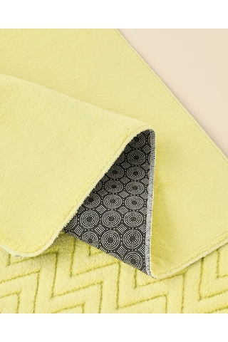 Zigzag Line Kaydırmaz Taban Banyo Paspası Seti 60x80 Cm + 40x60 Cm Limon Yeşili