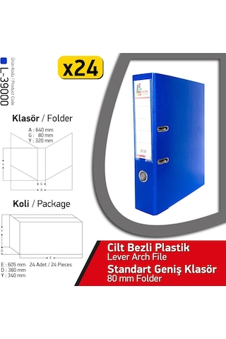 Laçin Klasör Mavi Geniş 24 Adet 1 Koli