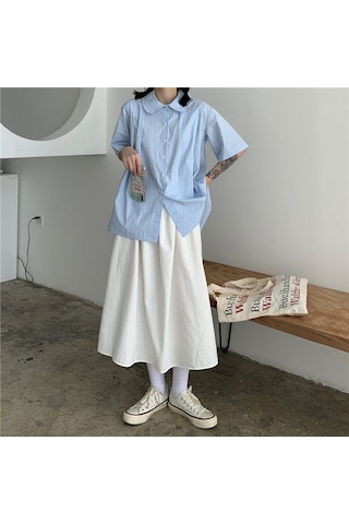 Sones Yüksek Bel Drape Etek Bol Ve İnce Orta Uzunlukta A Kesim Etek Beyaz