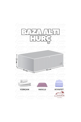 6 Adet Antrasit Çizgili Büyük Boy Baza Altı Ve Çekyat Hurç - 65x45x22 Cm - Hot Power Antrasit