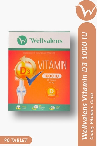 Wellvalens D3 Vitamini 1000 Iu Günlük D Vitamini Takviyesi 90 Tablet