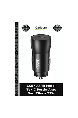 Cc57 Akıllı Metal Tek C Portlu Araç Şarj Cihazı 25w Cihaz Şarjı Çakmaklık Aleti Sürüş Gereci