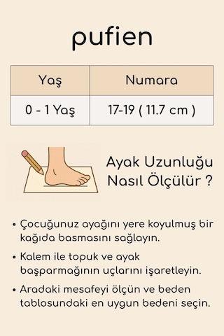 Pufien Bebek Sandalet, Yumuşak Tabanlı, Aksesuarlı Bebek Terlik, Yazlık Bebek Ayakkabısı, 0-1 Yaş Bej