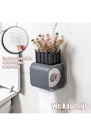 Yapışkanlı Banyo Tuvalet Kağıtlığı Wc Peçetelik Kağıtlık Tutucu Tuvalet Kağıt Organizeri Antrasit Çok Renkli
