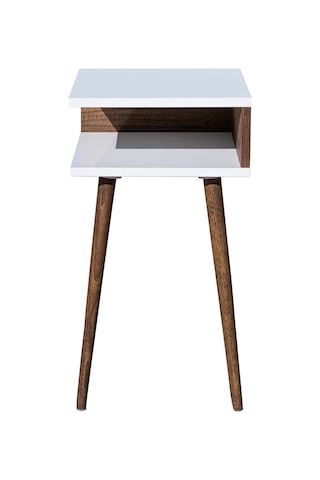 Eymen Ahşap Ayaklı Yan Sehpa Köşe Sehpa Beyaz-barok