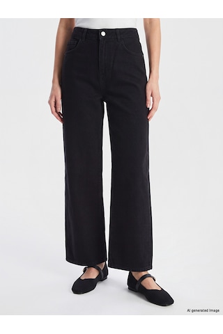 Lcw Modest Siyah Baggy Fit Kadın Jean Pantolon