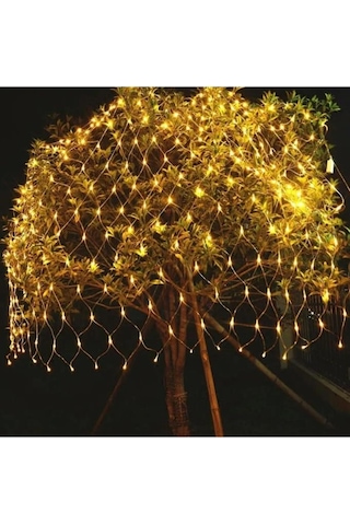 Ağ Perde Led Sarı Işık 3x3 Fişli Eklenebilir Dış Mekan Aydınlatma Sarı