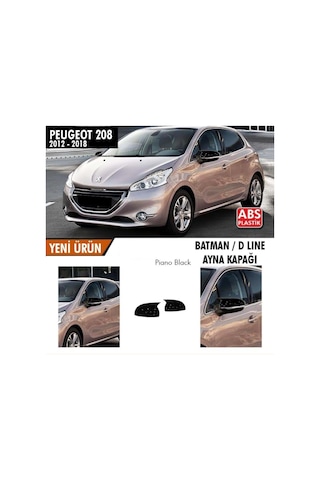 Peugeot 208 2012-2018 Uyumlu Batman Yarasa Ayna Kapağı Piano Black Abs Plastik