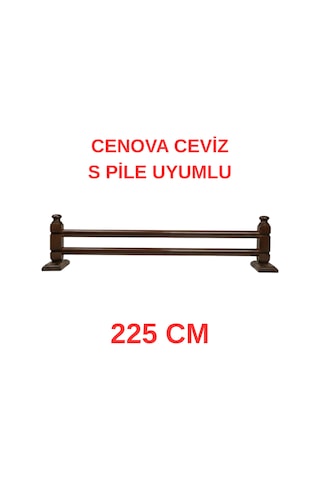 Cenova S Pile Ve Perde Düğmesi Uyumlu Çetray Çift Raylı Modern Ahşap Rustik Ceviz 225 Cm Ceviz
