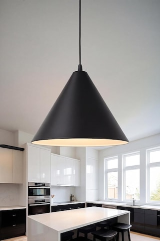 Cone Metal Sarkıt Avize, Bohem Tavan Lambası Ve Salon Oturma Odası Aydınlatması - Siyah - 25 Cm Modern Dekorati Çok Renkli