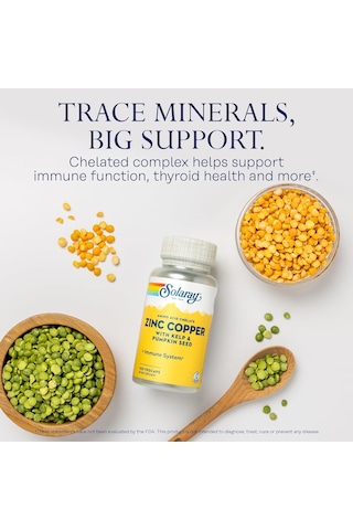 Solaray Zinc Copper With Kelp & Pumpkin Seed 100 Vegcaps Usa Menşeii Dmmedicineden Orijinal