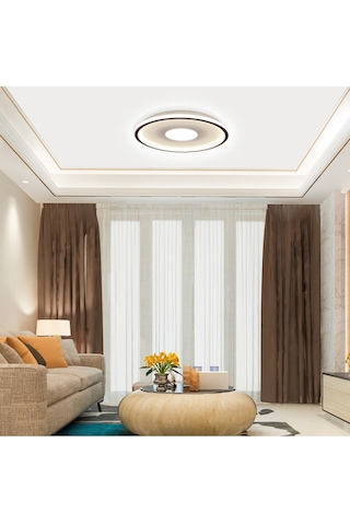 Tavan Led Avize Plafonia Orta Işıklı 60cm Siyah - Sarı