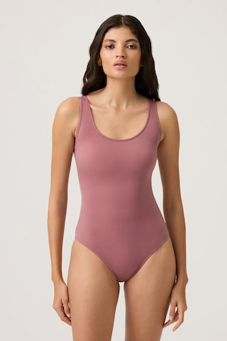 Los Ojos Bordo U Yaka Spor Mayo Sporty One Piece Bordo Bordo