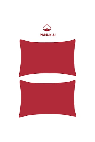2'li Yastık Kılıfı Kırmızı Pamuklu Kapaklı 50x70 Cm