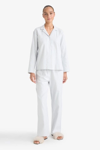 Defacto Pijama Takımı Regular Fit Çizgili Uzun Kollu Üst Uzun Alt-fall İn Love E7252ax25aube302 Mavi