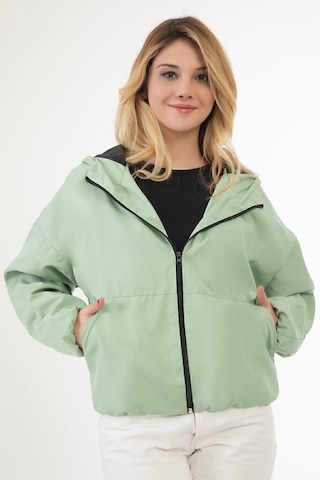 Riverstorm Kadın Su Yeşili Su Ve Rüzgar Geçirmez Kapüşonlu Cepli Oversize Yağmurluk - Rüzgarlık Su Yeşili