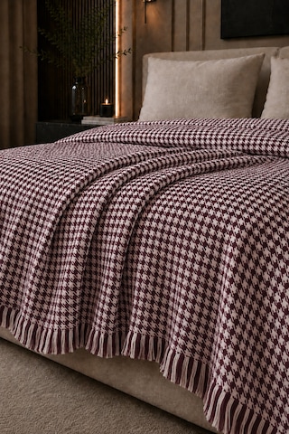 Çift Kişilik Pike Kazayağı Desenli Dekoratif Yatak Örtüsü 200x220 Cm Bordo
