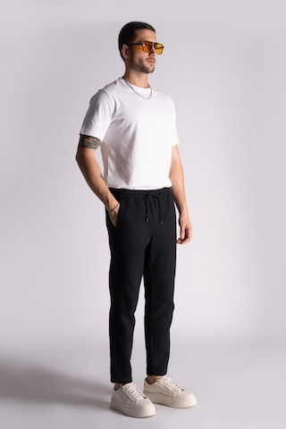 Pamuk Comfort Fit Jogger Bel Pantolon Siyah Siyah