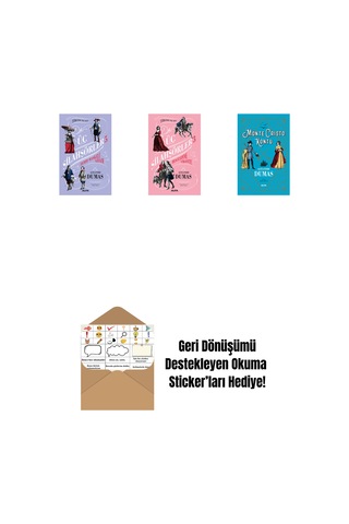 Üç Silahşörler 5 - Demir Maskeli Adam Ciltli + Üç Silahşörler 3 - Bragelonne Vikontu + Monte Cristo Kontu + Okuma Sticker'ları