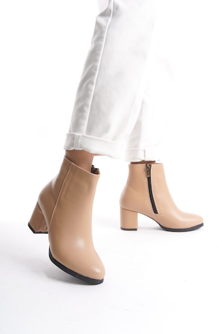 Kadın Liva Düz Topuklu Kısa Bot Nude Cilt