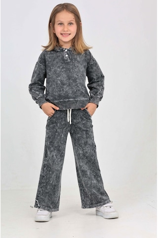 Toontoy Kız Çocuk Yıkamalı Arkası Baskılı Eşofman Takım Ekru