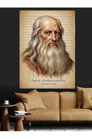 Leonardo Da Vinci Ve "sadelik En Üst Düzey Karmaşıklıktır"sözü Dekoratif Kanvas - Mdf Ahşap Tablo