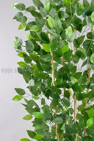 Biçiçek Yapay Benjamin Ağacı 140cm Siyah Gold Metal Saksıda