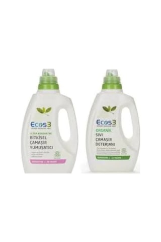 Ecos3 Organik Sıvı Çamaşır Deterjanı 750 ML + Ecos3 Bitkisel Çamaşır Yumuşatıcısı 750 ML