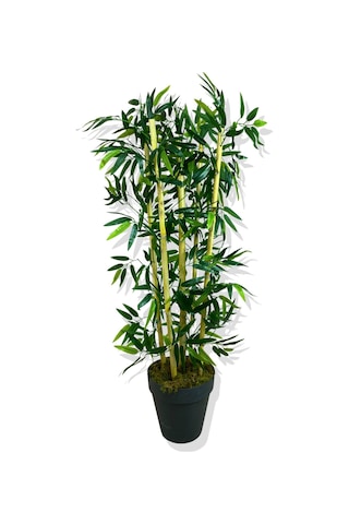 Cihan Çiçekçilik Yapay Yapraklı Bambu Ağacı 5 Bambu'lu 110 Cm Beyaz- Yeşil
