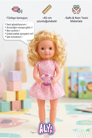 Alya Türkçe Konuşan Etkileşimli Eğitici Oyuncak Bebek 40 Cm Kafası Ve Kolları Et Bebek 28077626