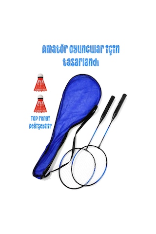 5'li Çantalı Set Badminton Raketi Seti 2 Raket + 2 Top + Çanta Amatör Çocuk-genç Raket Top Seti 500