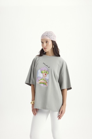 Mai Studios Co. Mood Oversize Gri T-shirt Gri