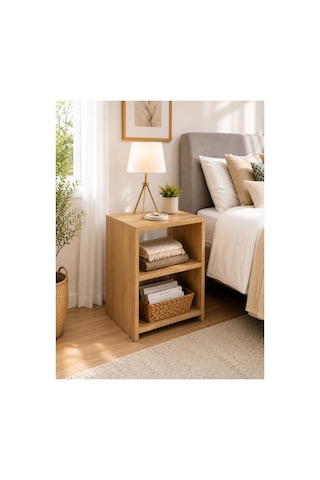 Safir Meşe Modern Dar Alan 3 Raflı Komodin Safir Meşe Safir Meşe