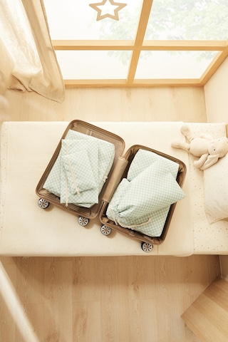 Ocean Home Textile 6'lı Mint Dama Desen Pamuklu Bavul İçi Düzenleyici Set Mint