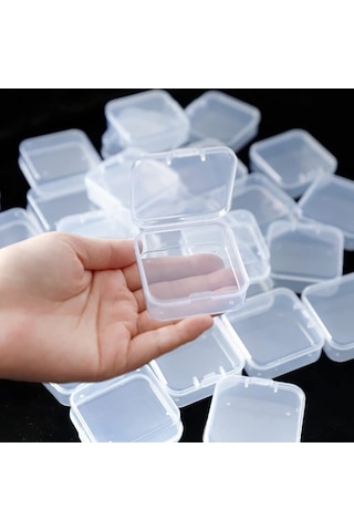 Dancemonkey 40 Adet Şeffaf Boncuk Kutusu, Menteşeli Kapaklı, Elmas Boncuk İçin Altın Renk Altın