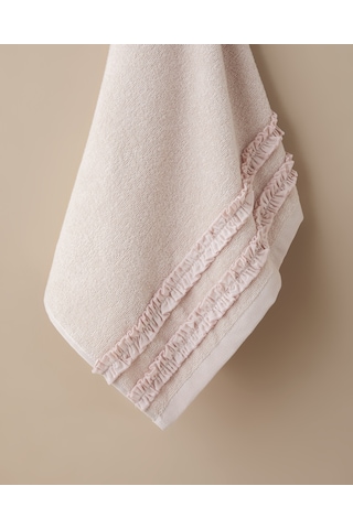 English Home Soft Ruffle Pamuk Banyo Havlusu 70x140 Cm Pudra