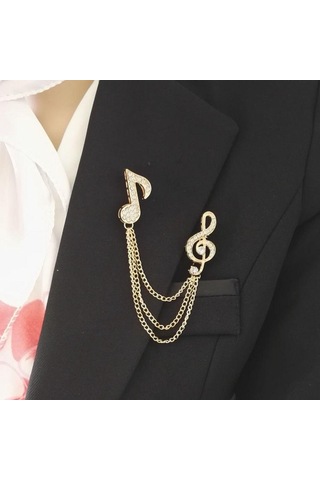 Unisex Yapay Elmas Broşlar Çinko Alaşımlı Atkı İğneleri Klips Moda Müzik Notaları Broş Erkek Kadın Gümüş