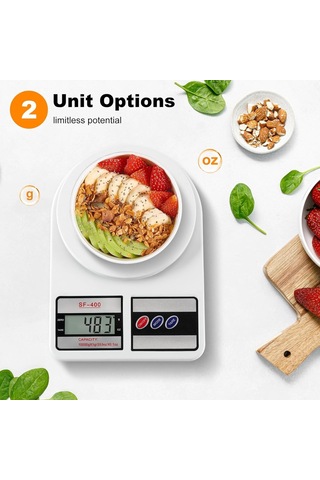 Dijital Mutfak Terazisi, 10 Kg Kapasiteli, 1g Hassasiyetli, Lcd Ekranlı, 5 Birimli Ölçüm, Dara Fonksiyonlu 2 Adet P Diğer