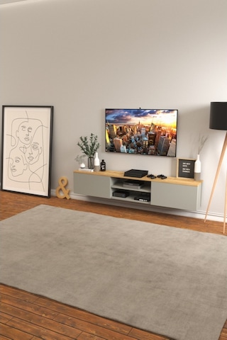 B3 Concept Nort Serisi Koyu Gri & Safir Meşe 2 Kapaklı Duvar Tipi