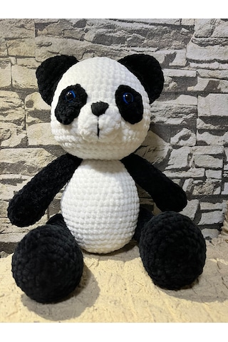 Amigurami Peluş Panda Beyaz - Siyah - Gri