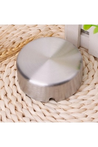 Ulzyvf Yuvarlak Üstü Taşınabilir Tablası Sigara Paslanmaz Küllük Kül İçin Gümüş Çelik Ku