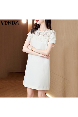 Vonda Zarif Kadın Ekleme Dantel Kısa Elbise Siyah